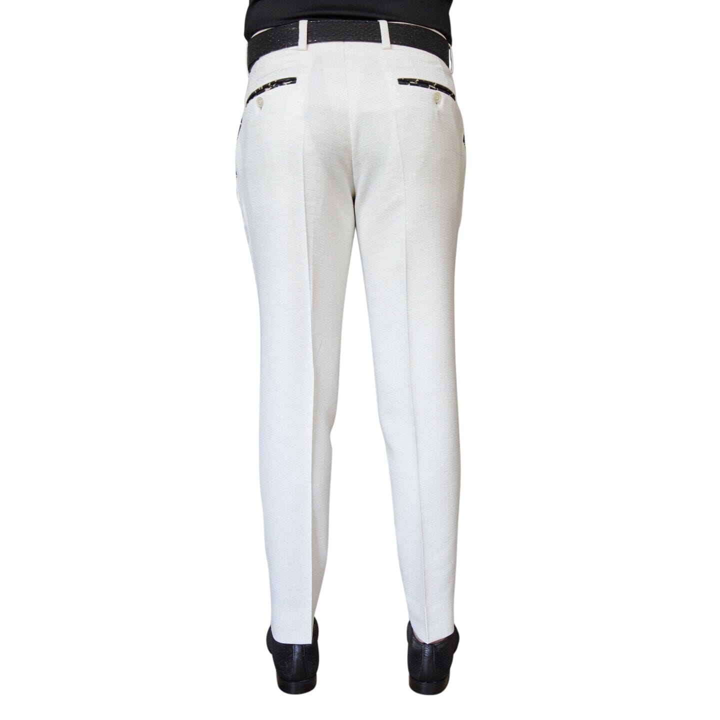 Latte Lino Houndstooth Trousers-5