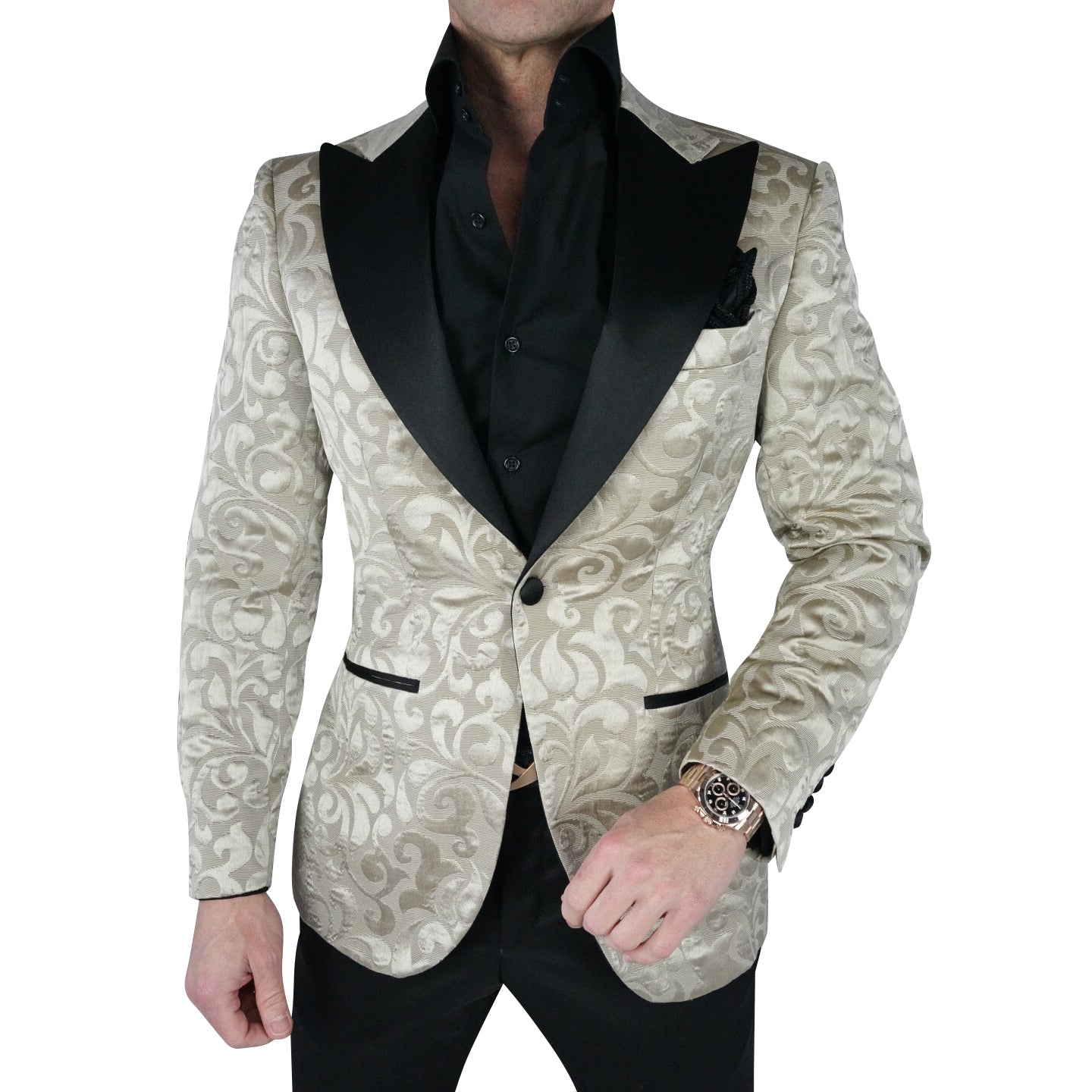 Champagne Oro and Black Paisley Jacket-3