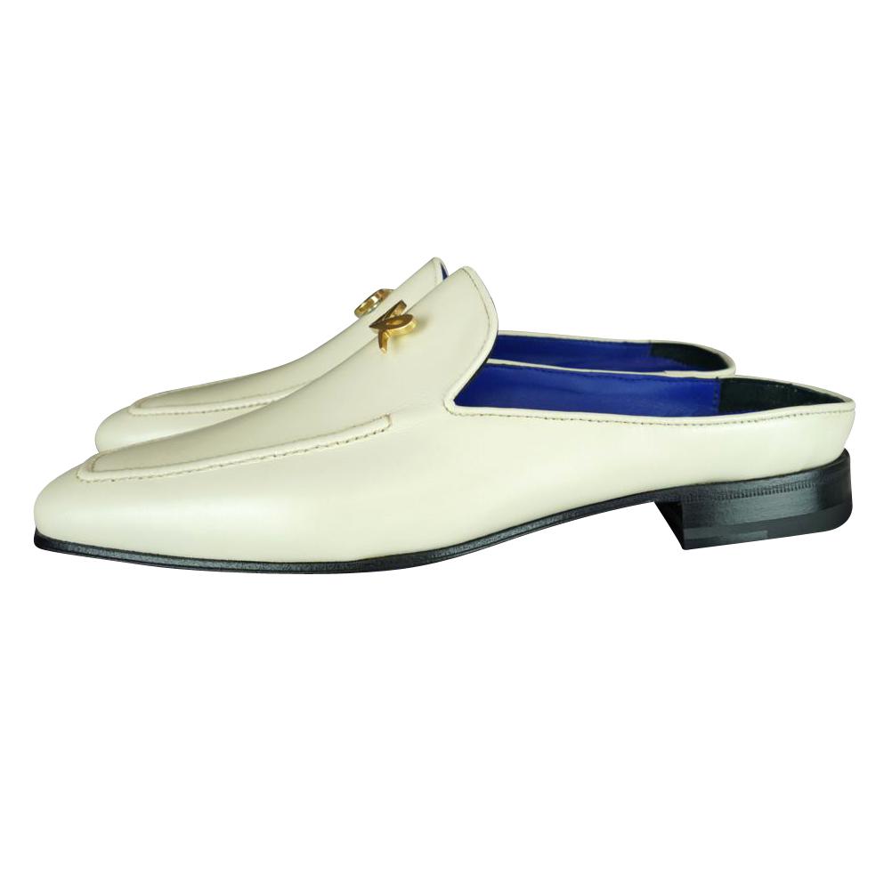 Classica Mascarpone With Yellow Gold Hardware Leather Slippers-5