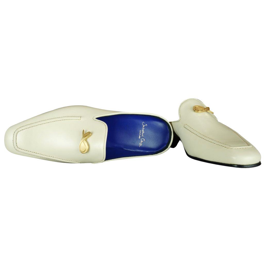 Classica Mascarpone With Yellow Gold Hardware Leather Slippers-4