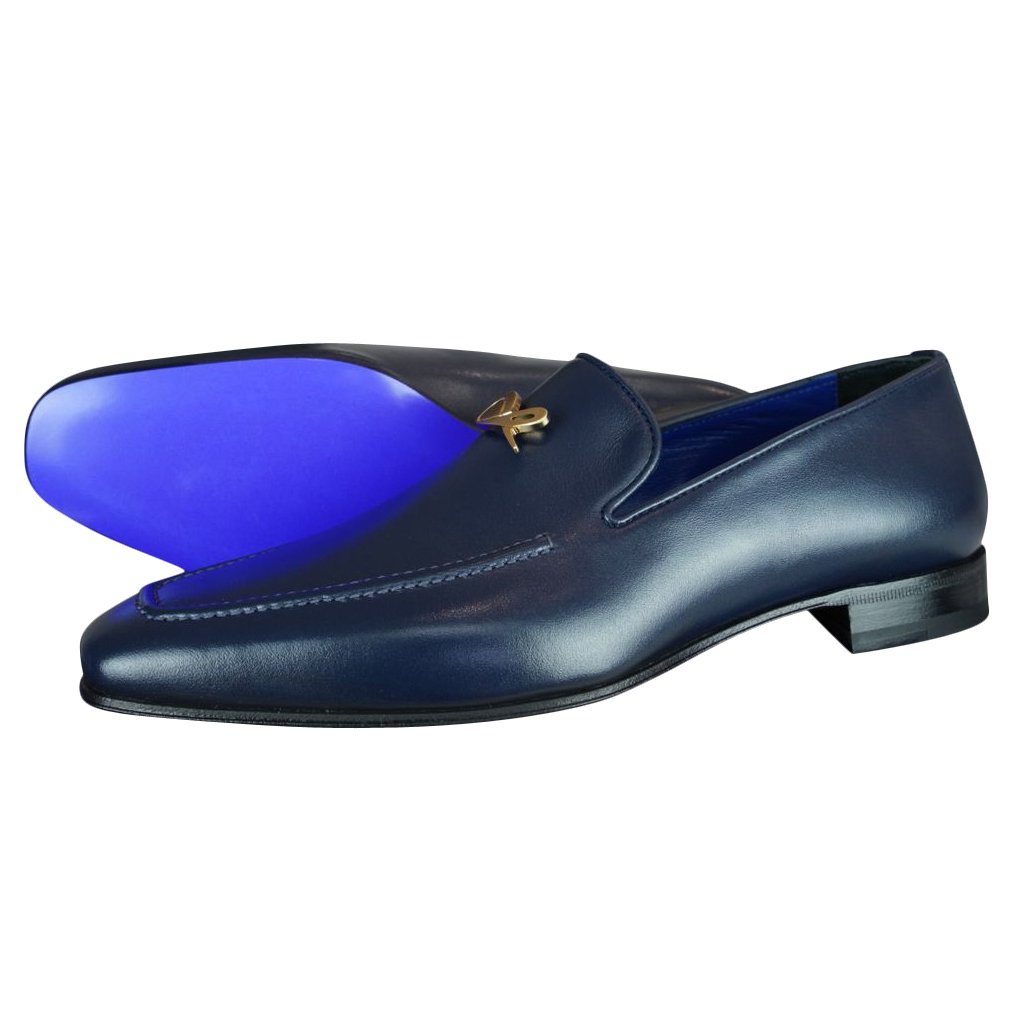 Classica Blu Mezzanotte With Yellow Gold Hardware Leather Loafer @ The Vault