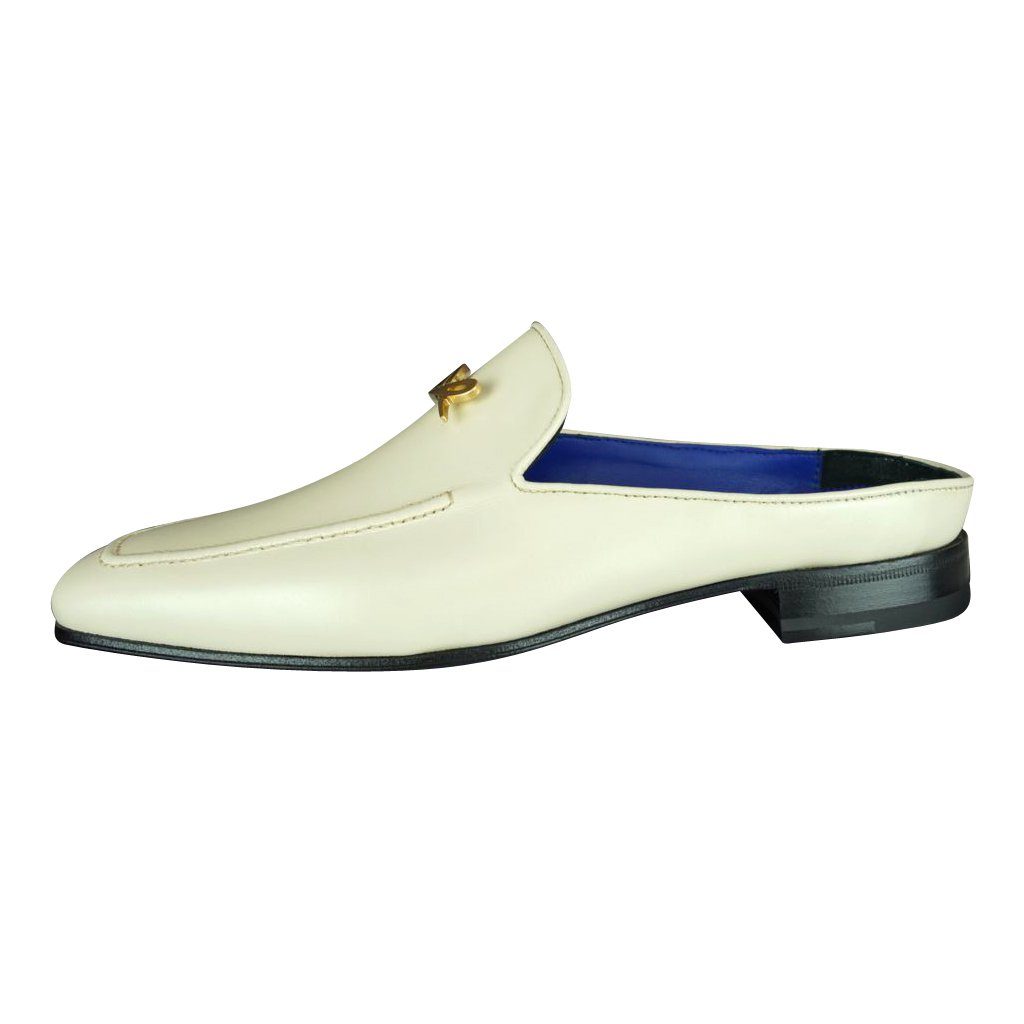 Classica Mascarpone With Yellow Gold Hardware Leather Slippers-8