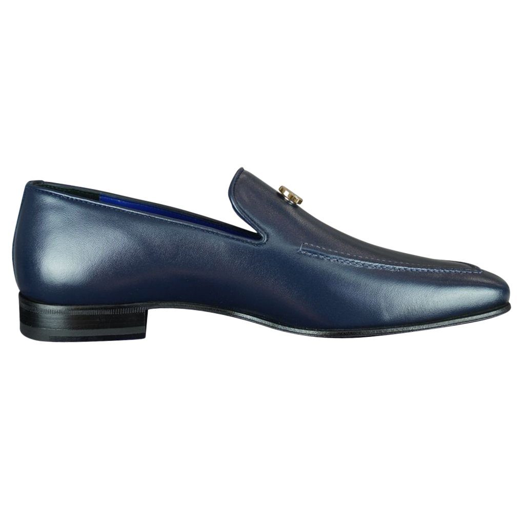 Classica Blu Mezzanotte With Yellow Gold Hardware Leather Loafer @ The Vault-7