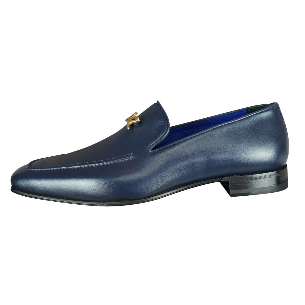 Classica Blu Mezzanotte With Yellow Gold Hardware Leather Loafer @ The Vault-5