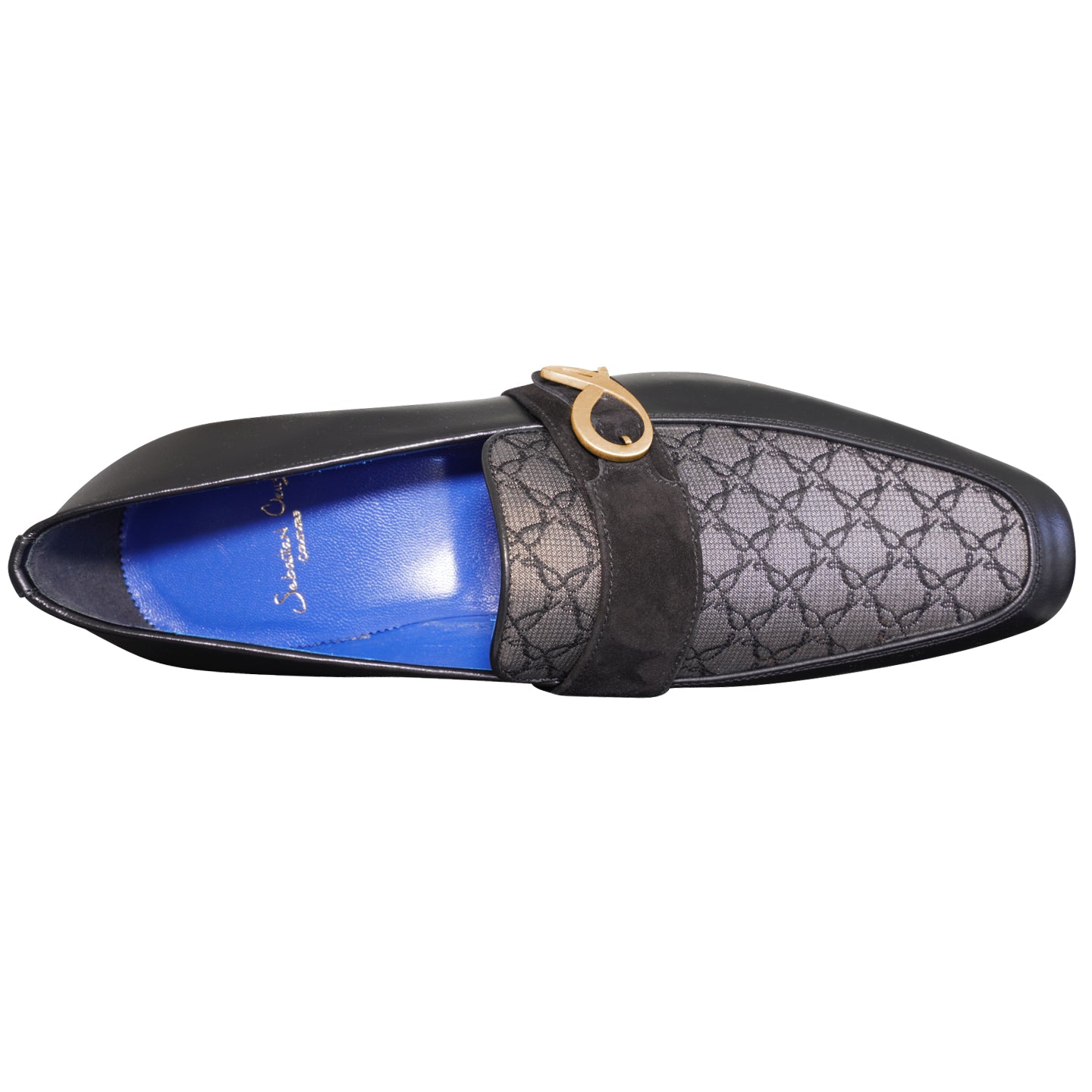 Charcoal Nero Logo Monk Loafers With Rose Gold Buckle-6