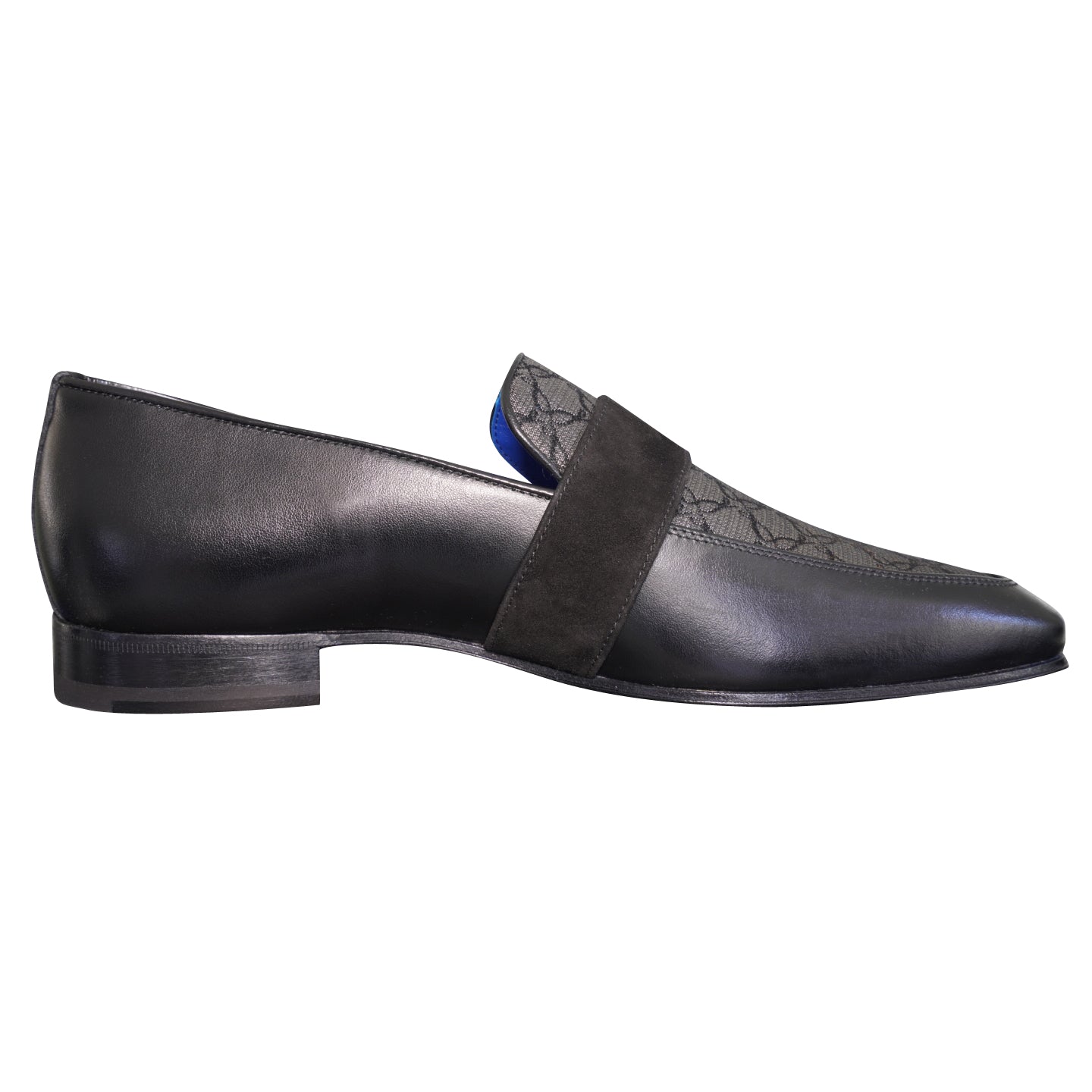 Charcoal Nero Logo Monk Loafers With Silver Buckle-5