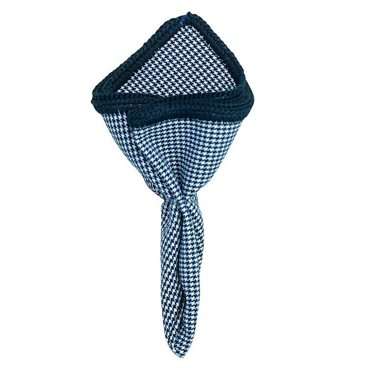 Houndstooth Mezzanotte with Navy Blue Signature Border - Sebastian Cruz Couture