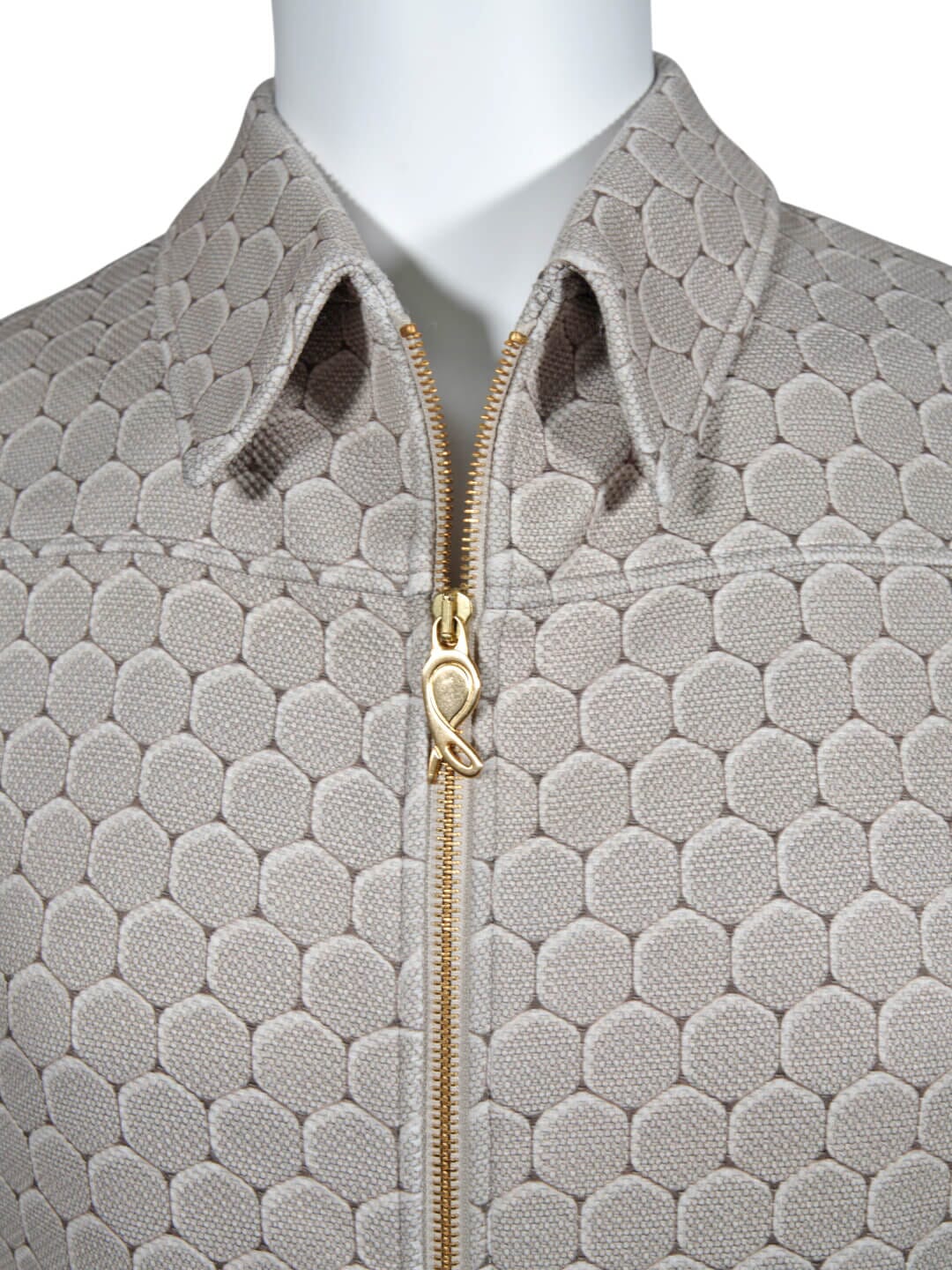 Taupe Honeycomb Luxury Two Way Performance Bomber Jacket-4