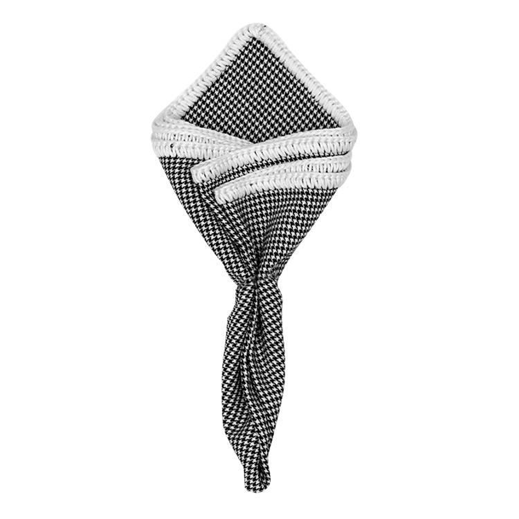 Houndstooth Cachemire with White Signature Border - Sebastian Cruz Couture