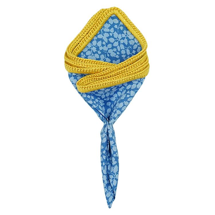 Floral Blu Maya with Mustard Yellow Signature Border