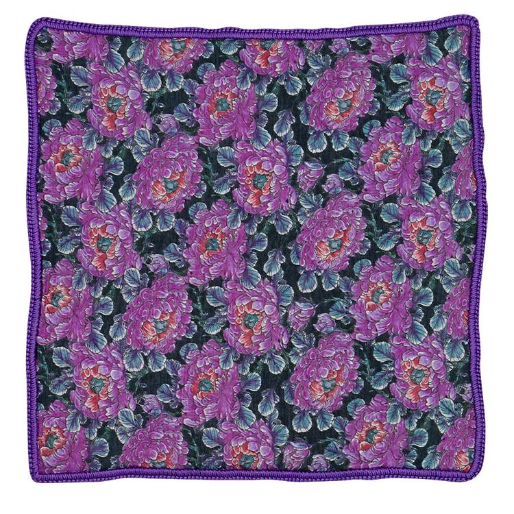Cosmo Fiori with Purple Signature Border - Sebastian Cruz Couture