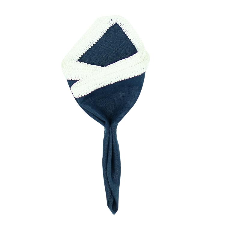 Navy Scuro with White Snow Flake Signature Border - Sebastian Cruz Couture