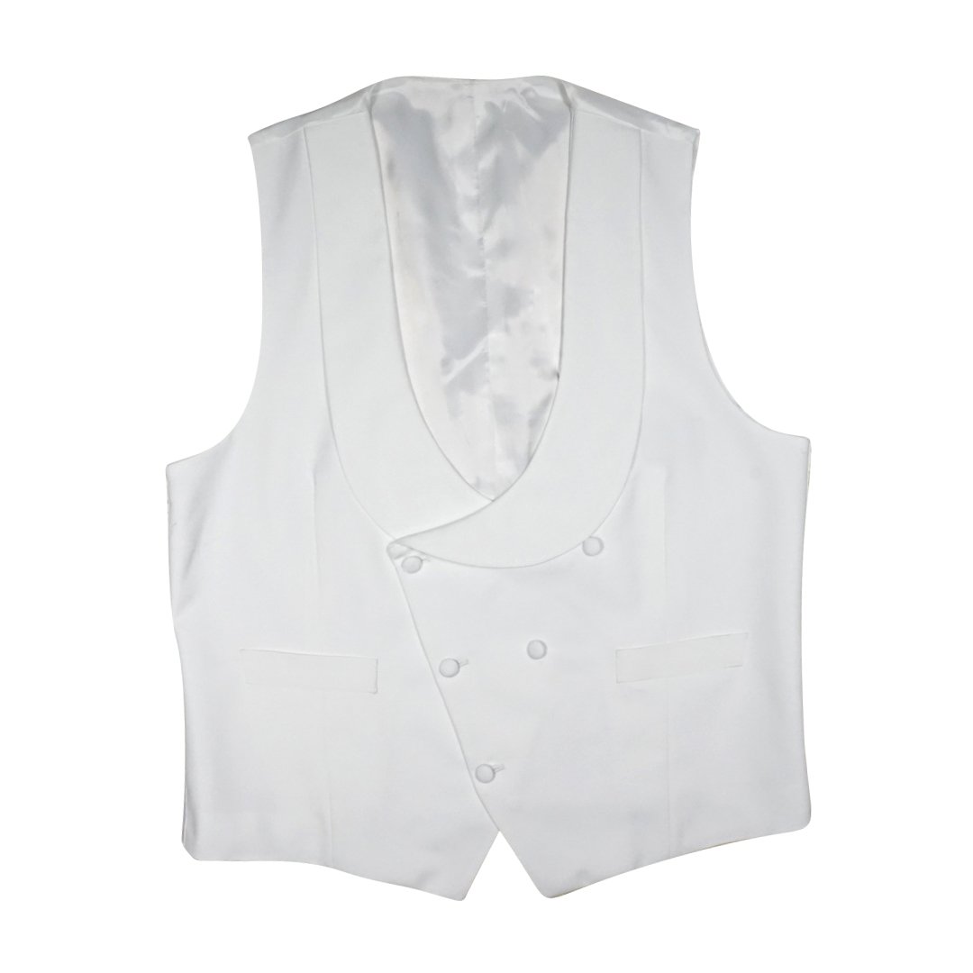 White Double Breasted Waistcoat-3