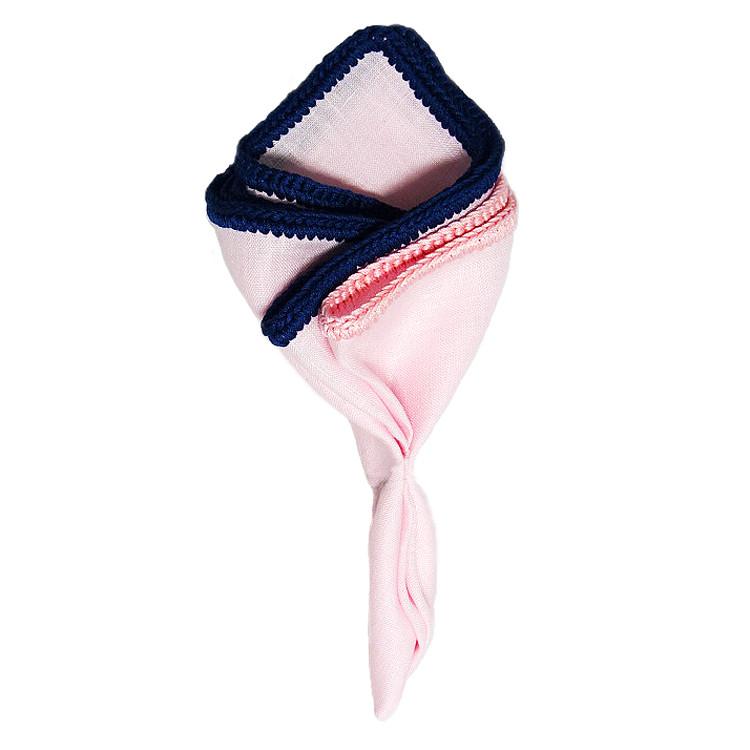 Pale Rosa with Pink and Navy Blue Signature Border