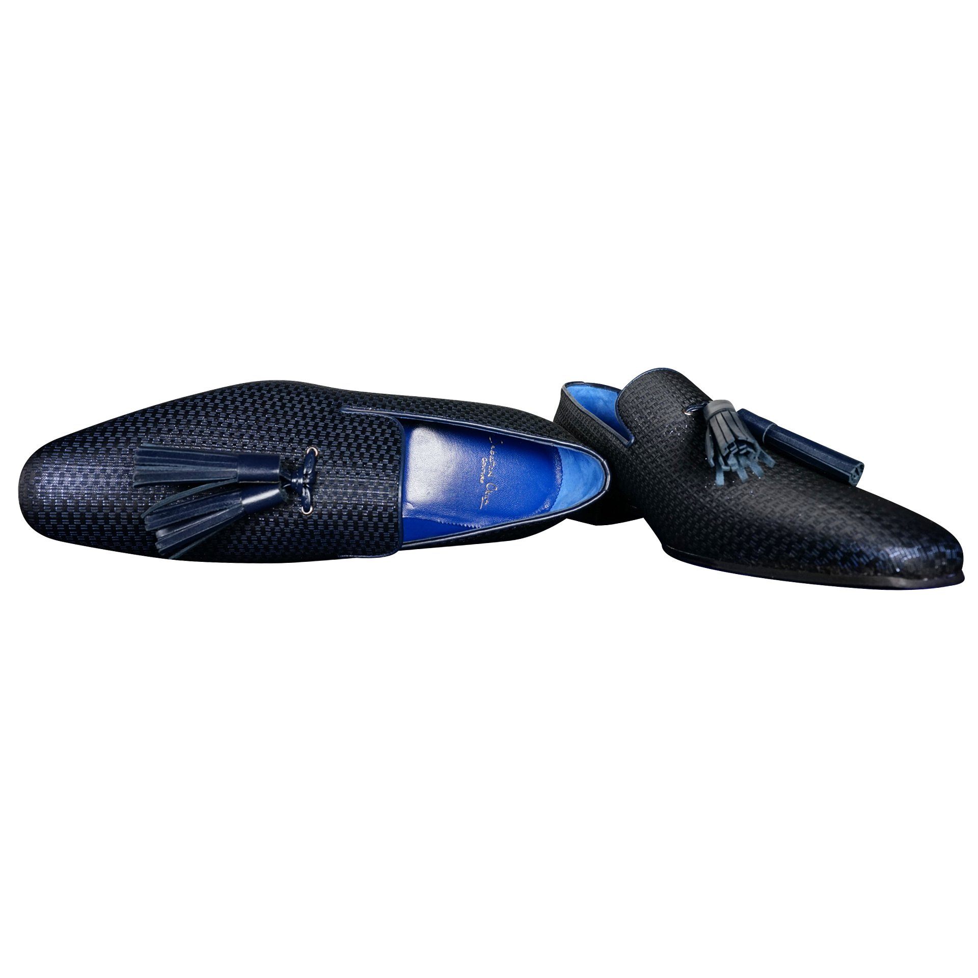 Navy Blue Diamante Tassel Loafer-8