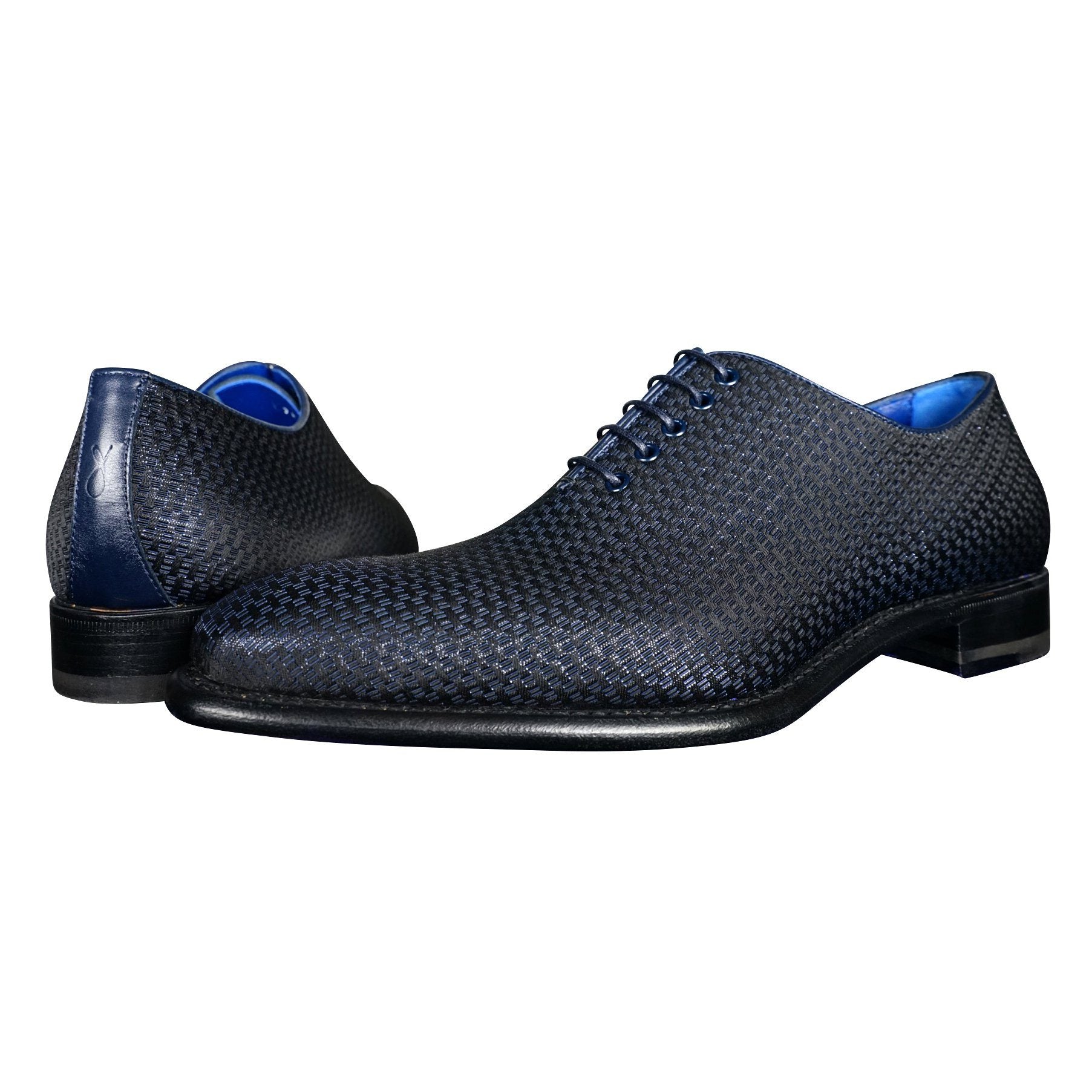 Navy Blue Diamante Lace Ups-4