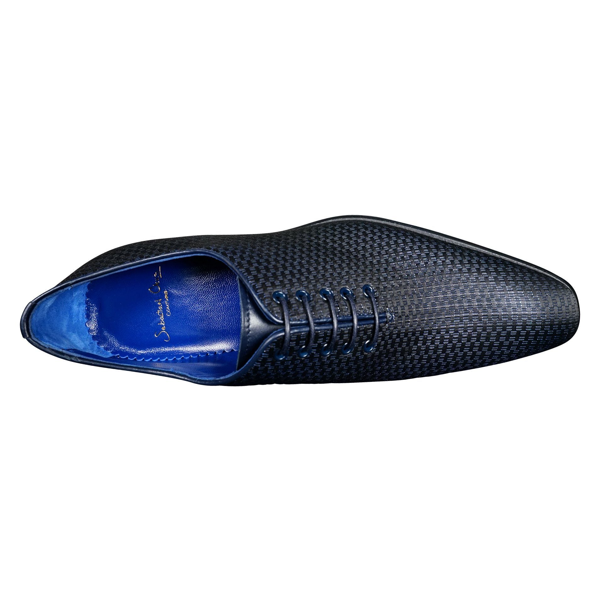 Navy Blue Diamante Lace Ups-8