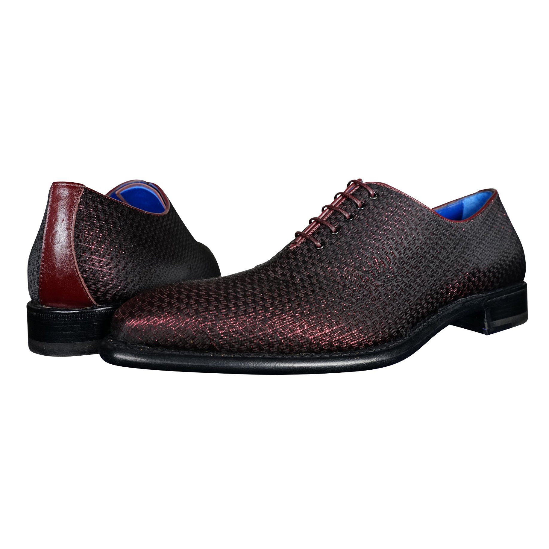 Burgundy Diamante Lace Ups-4