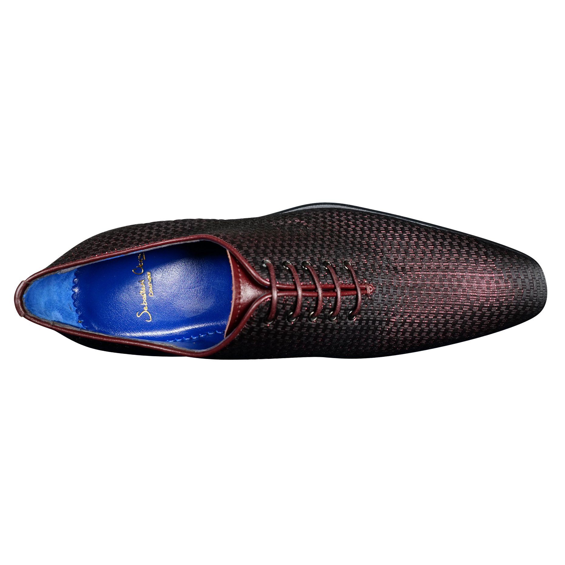 Burgundy Diamante Lace Ups-7