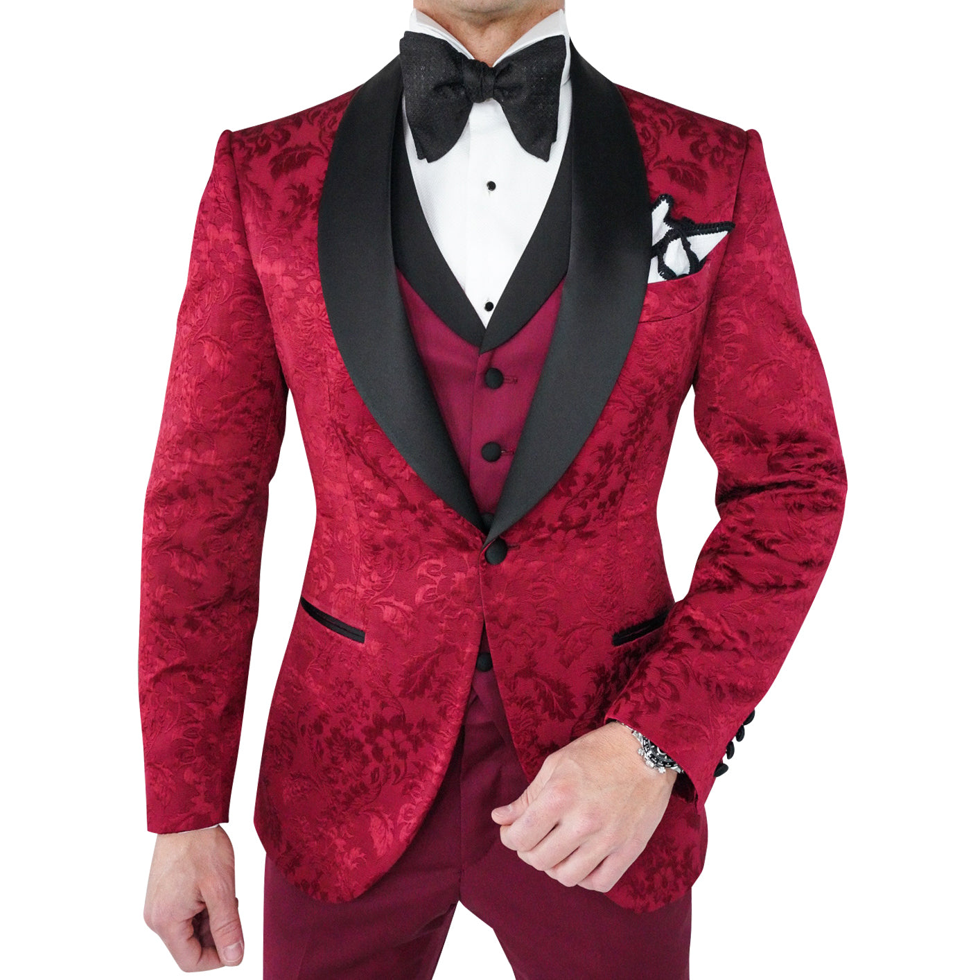 Burgundy & Black Fiore Dinner Jacket @ The Vault-4
