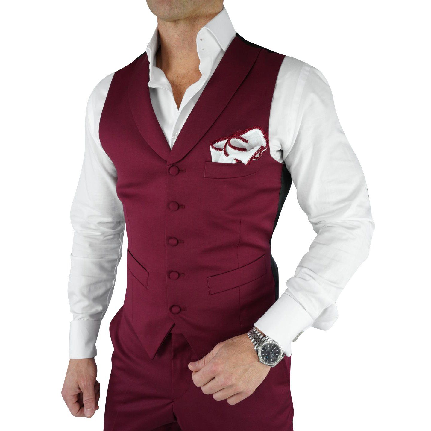 Burgundy Ciottoli Waistcoat-1