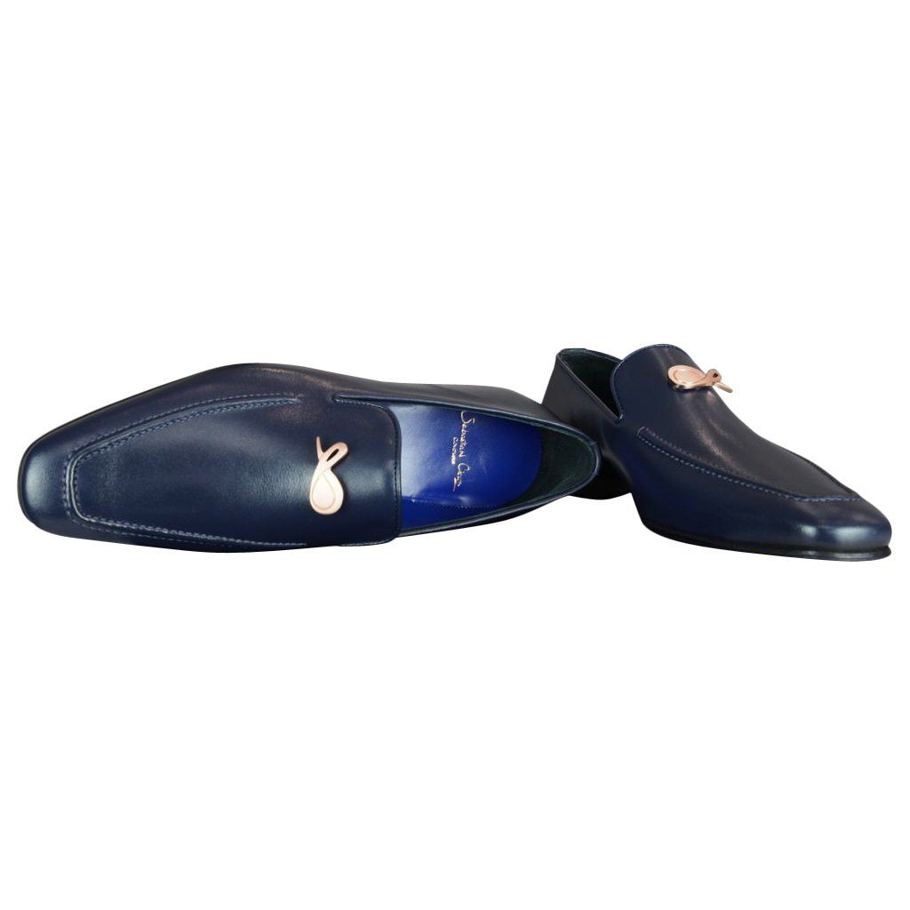 Classica Blu Mezzanotte With Rose Gold Hardware Leather Loafer @ The Vault-8