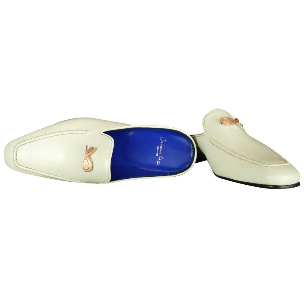 Classica Mascarpone With Rose Gold Hardware Leather Slippers-8