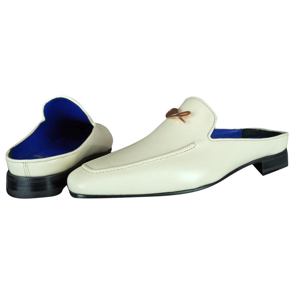 Classica Mascarpone With Rose Gold Hardware Leather Slippers-4