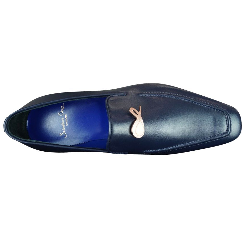 Classica Blu Mezzanotte With Rose Gold Hardware Leather Loafer @ The Vault-7