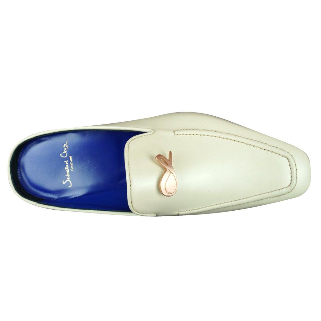 Classica Mascarpone With Rose Gold Hardware Leather Slippers-6