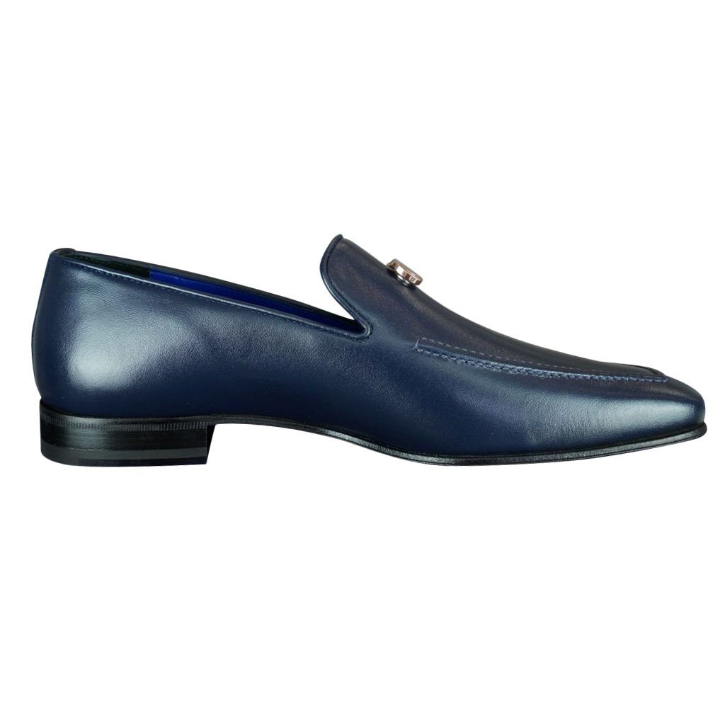 Classica Blu Mezzanotte With Rose Gold Hardware Leather Loafer-6