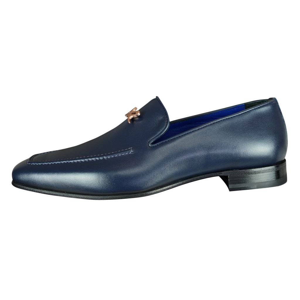 Classica Blu Mezzanotte With Rose Gold Hardware Leather Loafer @ The Vault-5