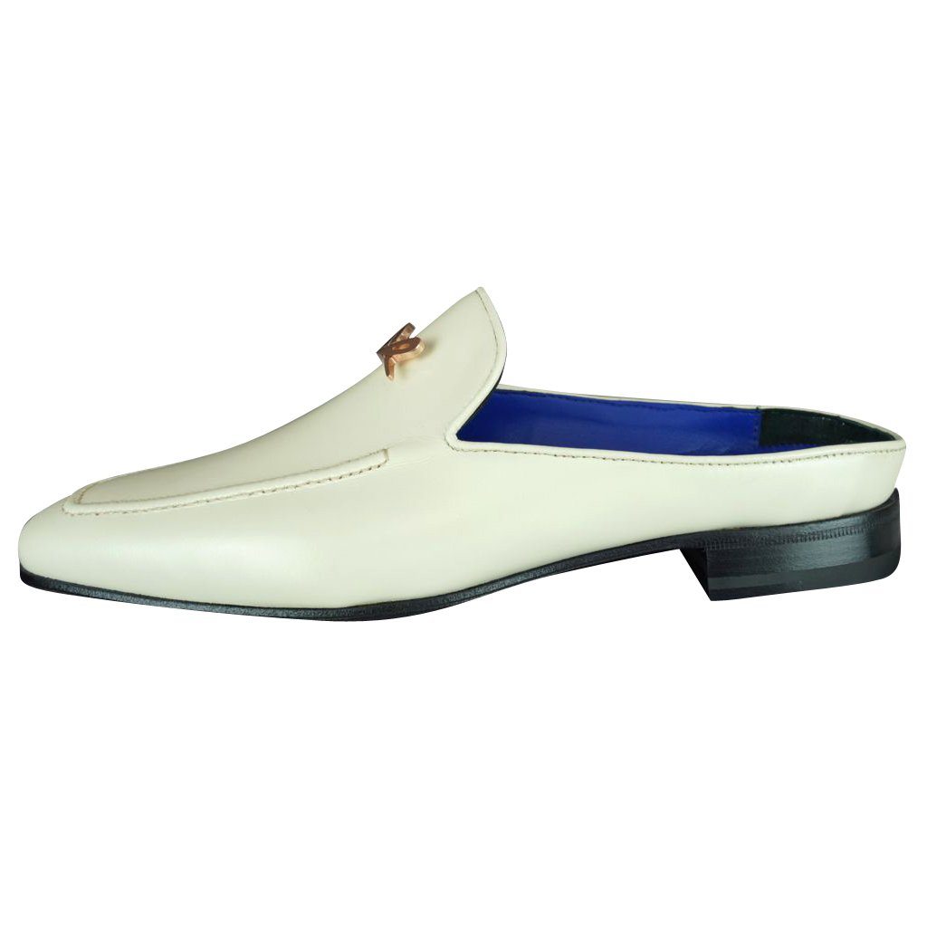 Classica Mascarpone With Rose Gold Hardware Leather Slippers-5