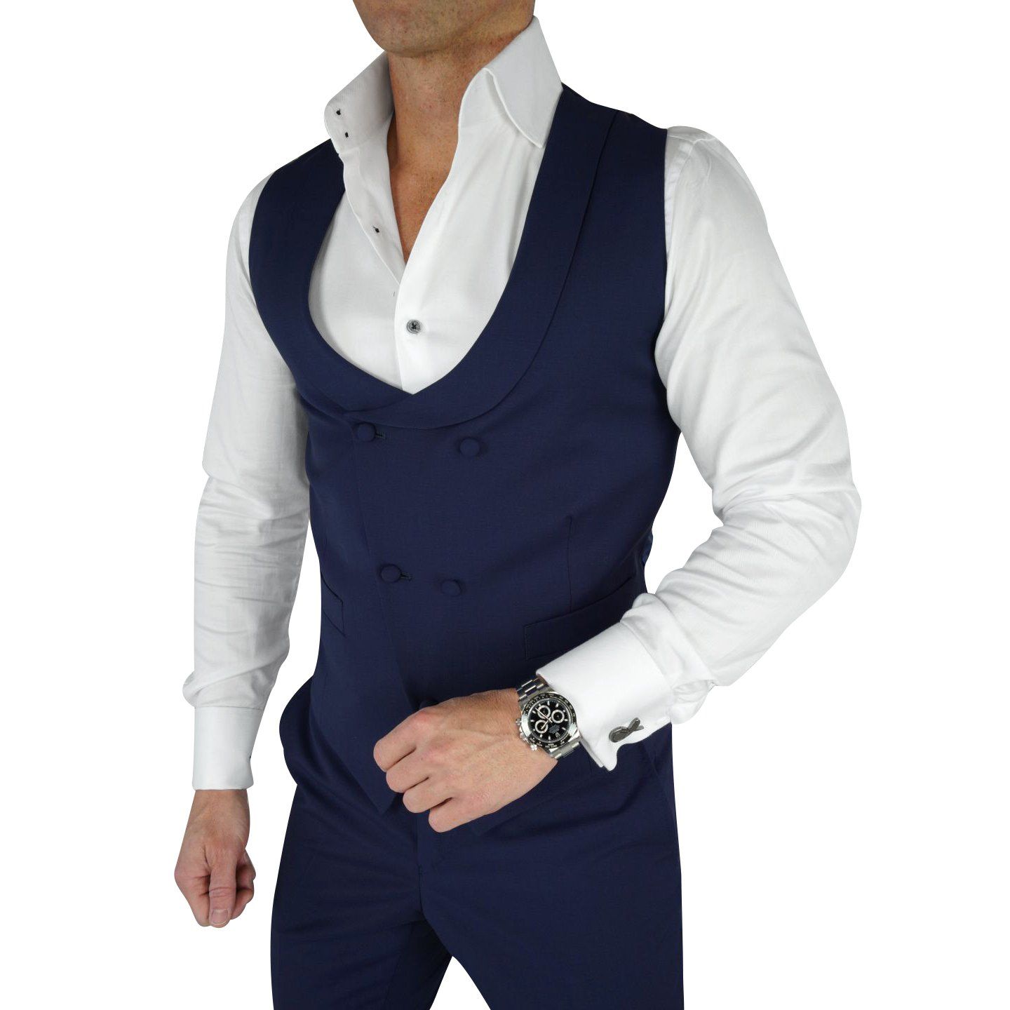 Navy Blue Double Breasted Waistcoat @ The Vault