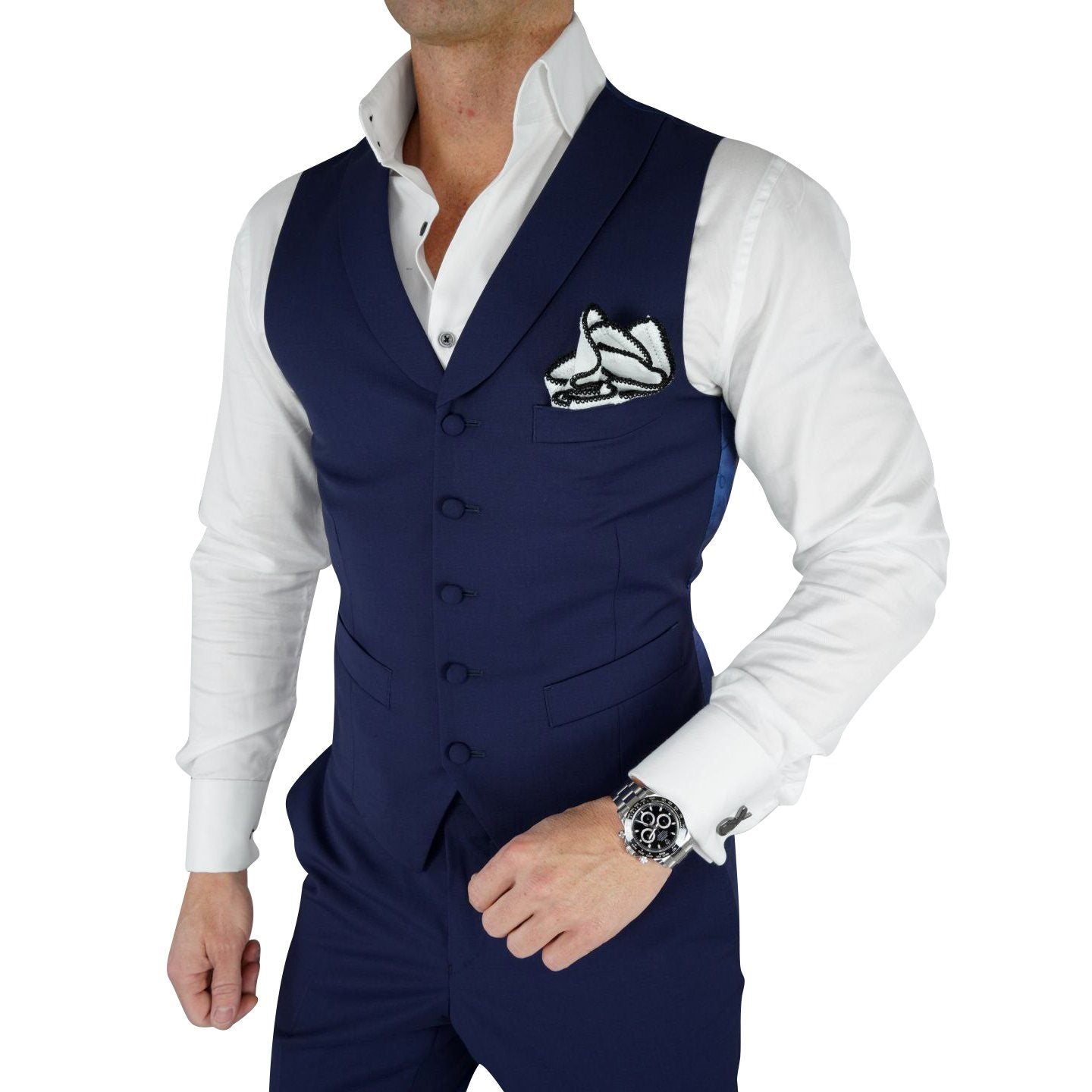Navy Blue Ciottoli Waistcoat @ The Vault