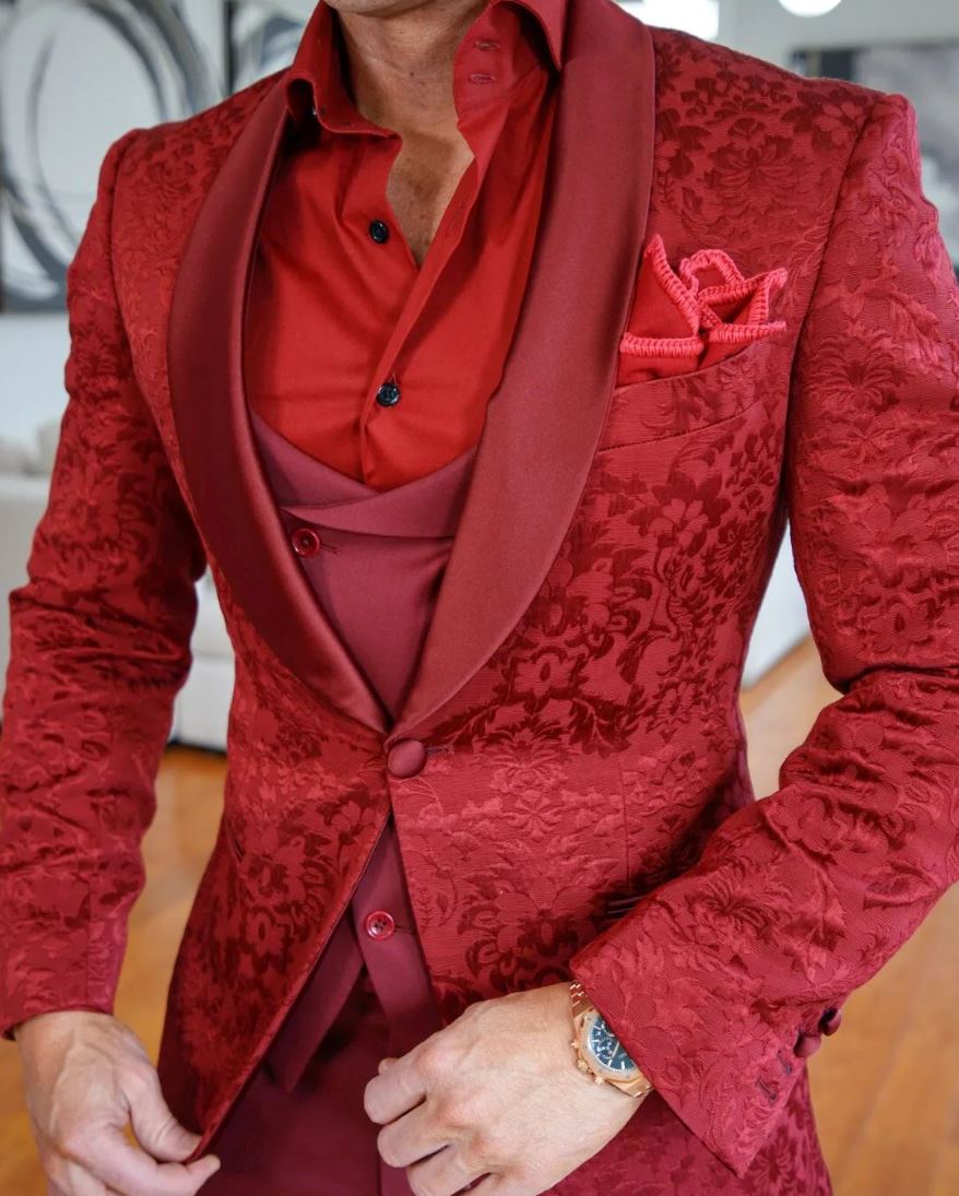 Burgundy Fiore Dinner Jacket @ The Vault
