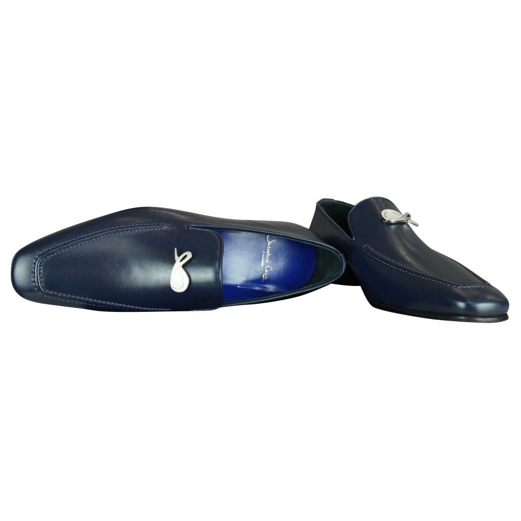 Classica Blu Mezzanotte With Silver Hardware Leather Loafer @ The Vault-8