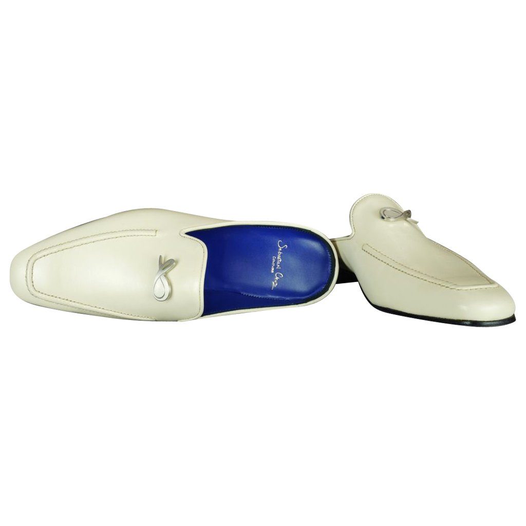 Classica Mascarpone With Silver Hardware Leather Slippers-5