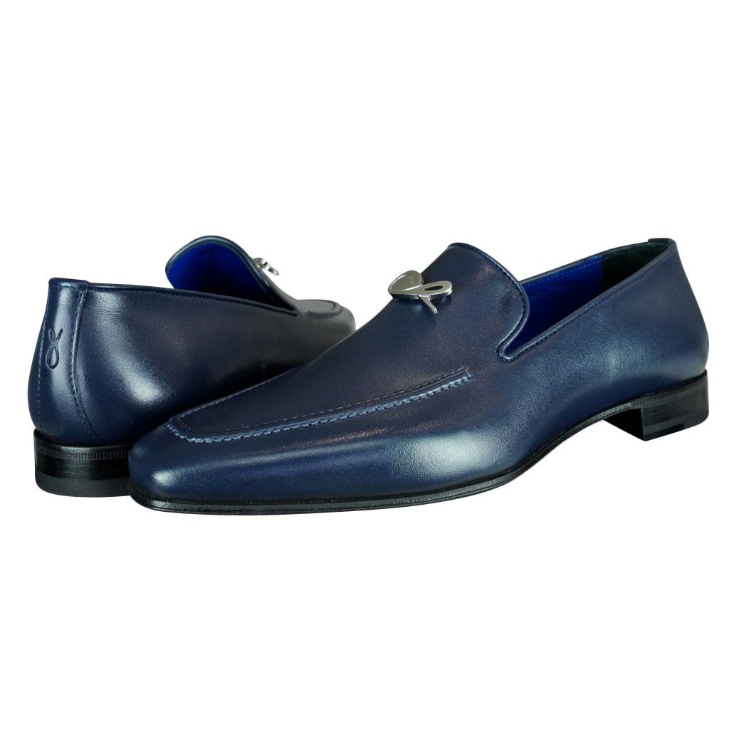 Classica Blu Mezzanotte With Silver Hardware Leather Loafer-4