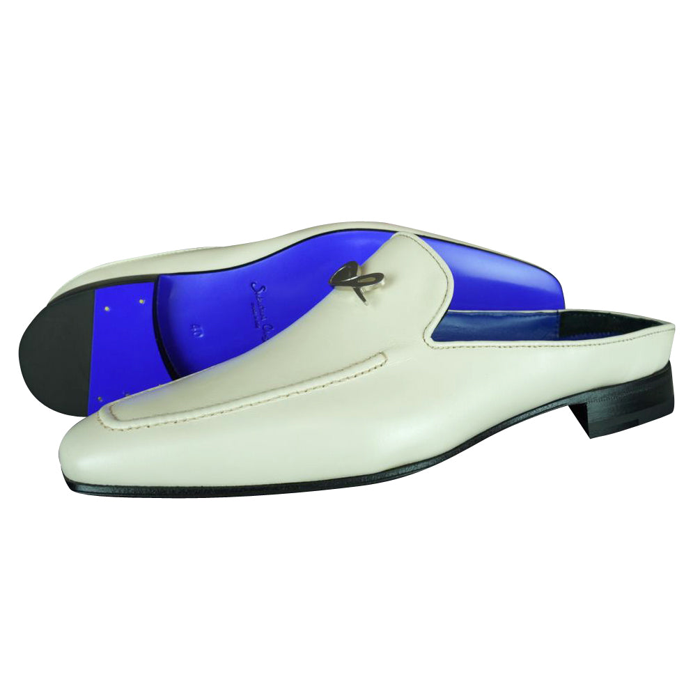 Classica Mascarpone With Silver Hardware Leather Slippers-3
