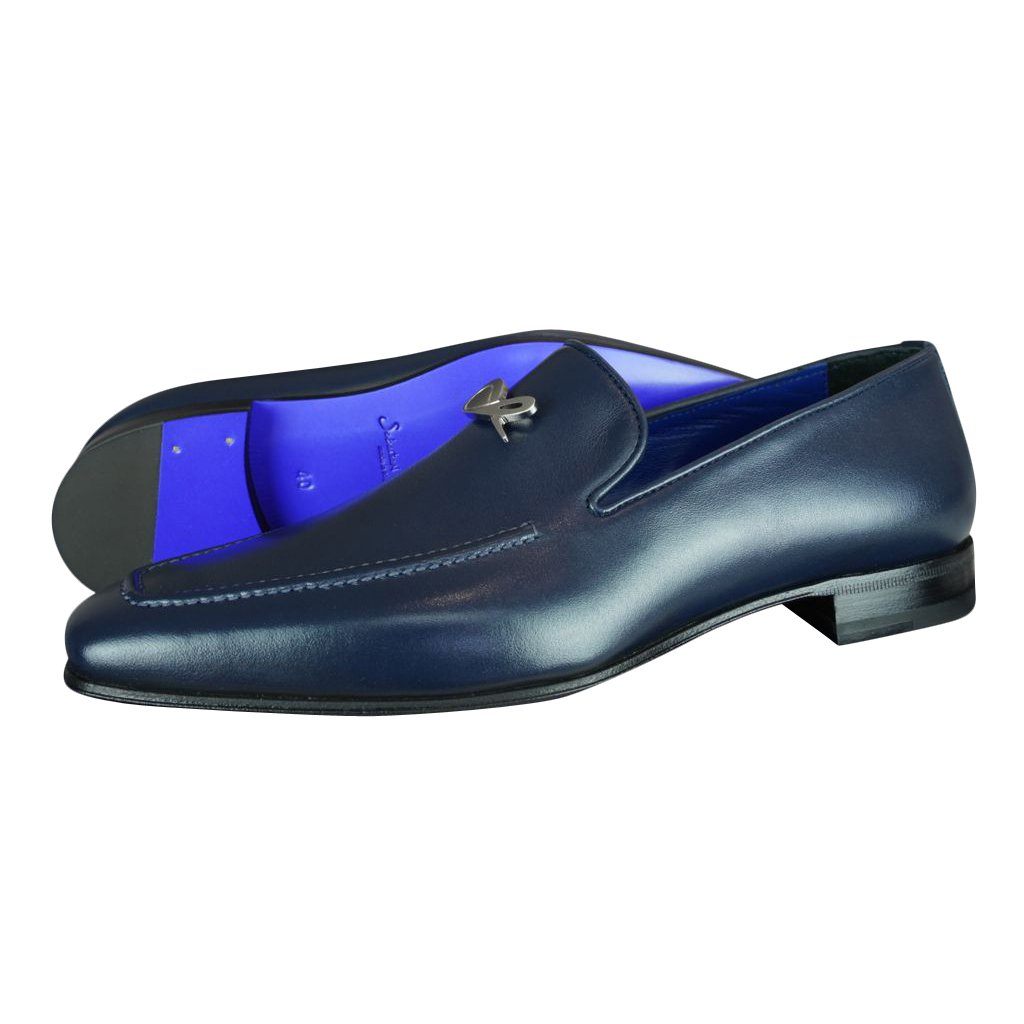 Classica Blu Mezzanotte With Silver Hardware Leather Loafer @ The Vault