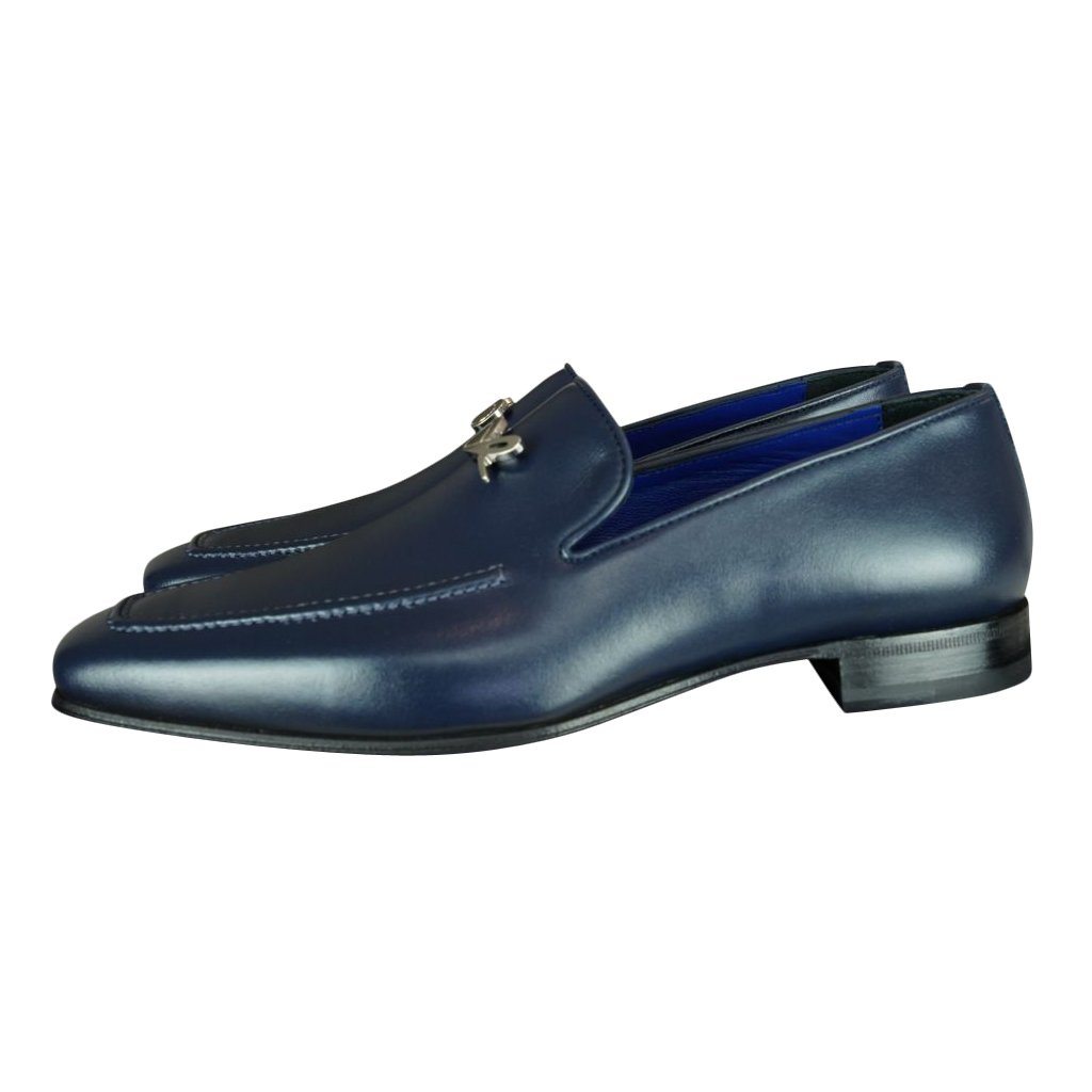 Classica Blu Mezzanotte With Silver Hardware Leather Loafer @ The Vault-3