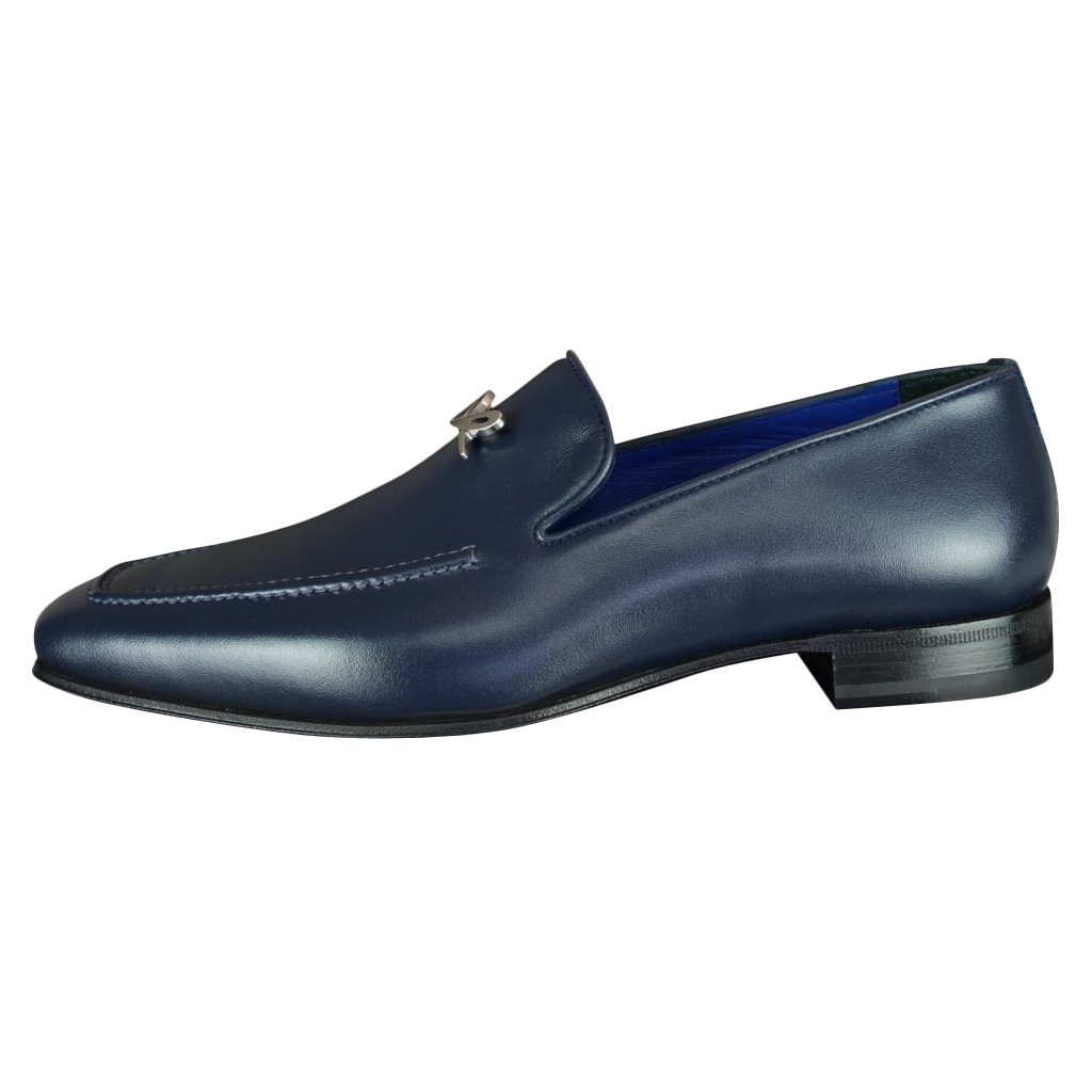 Classica Blu Mezzanotte With Silver Hardware Leather Loafer @ The Vault-5