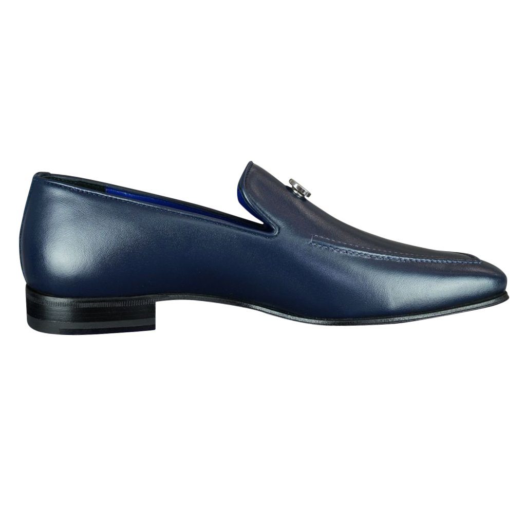 Classica Blu Mezzanotte With Silver Hardware Leather Loafer @ The Vault-7
