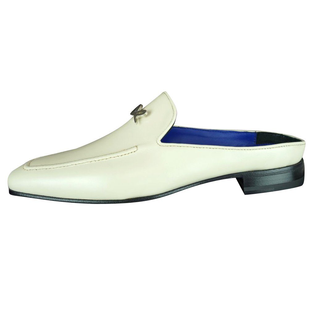 Classica Mascarpone With Silver Hardware Leather Slippers-6