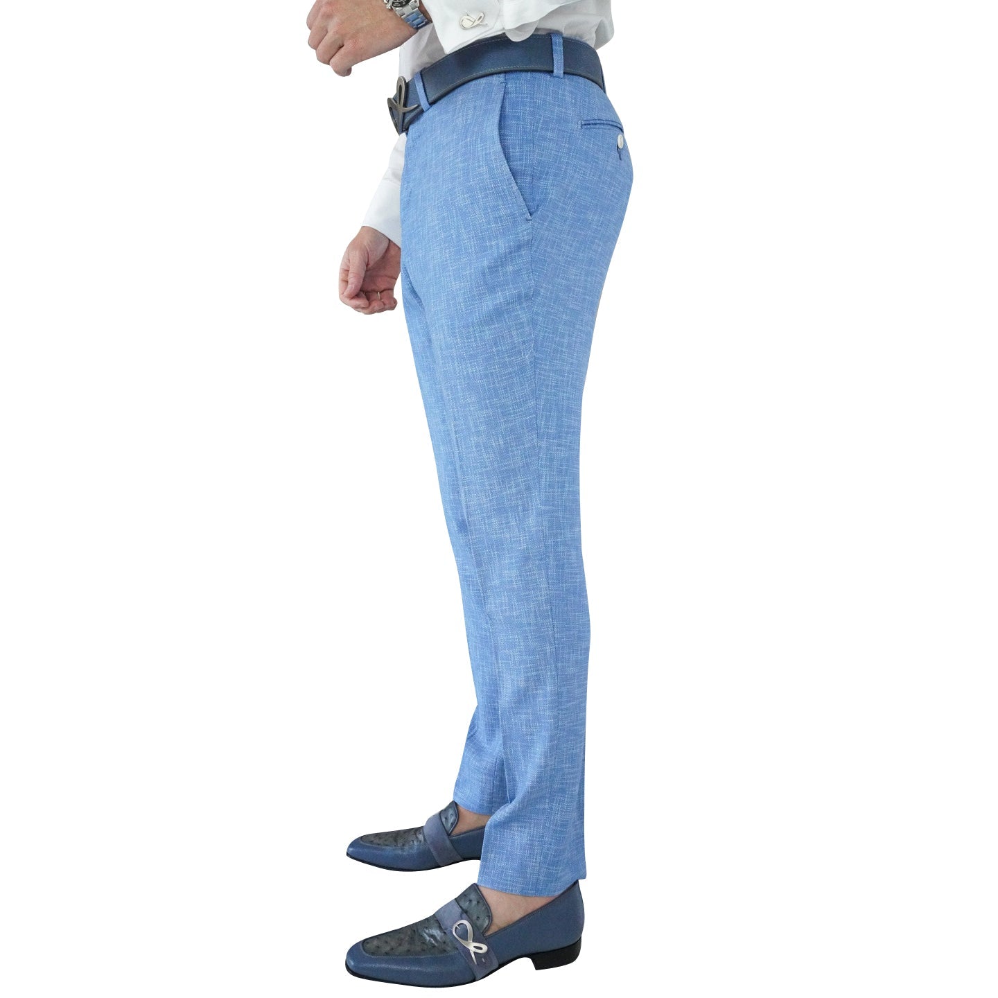 French Blu Lino Tweed Trousers-3