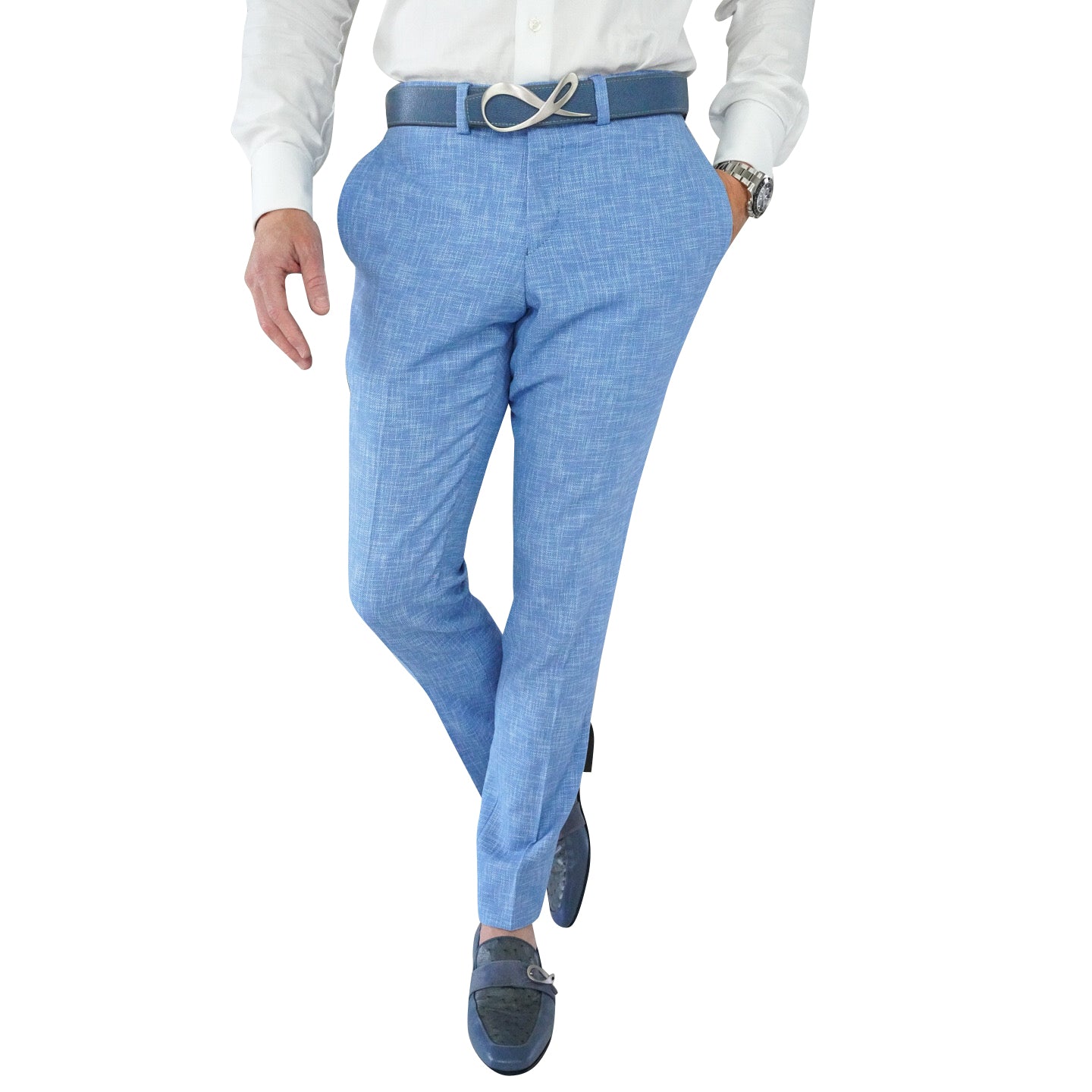 French Blu Lino Tweed Trousers @ The Vault