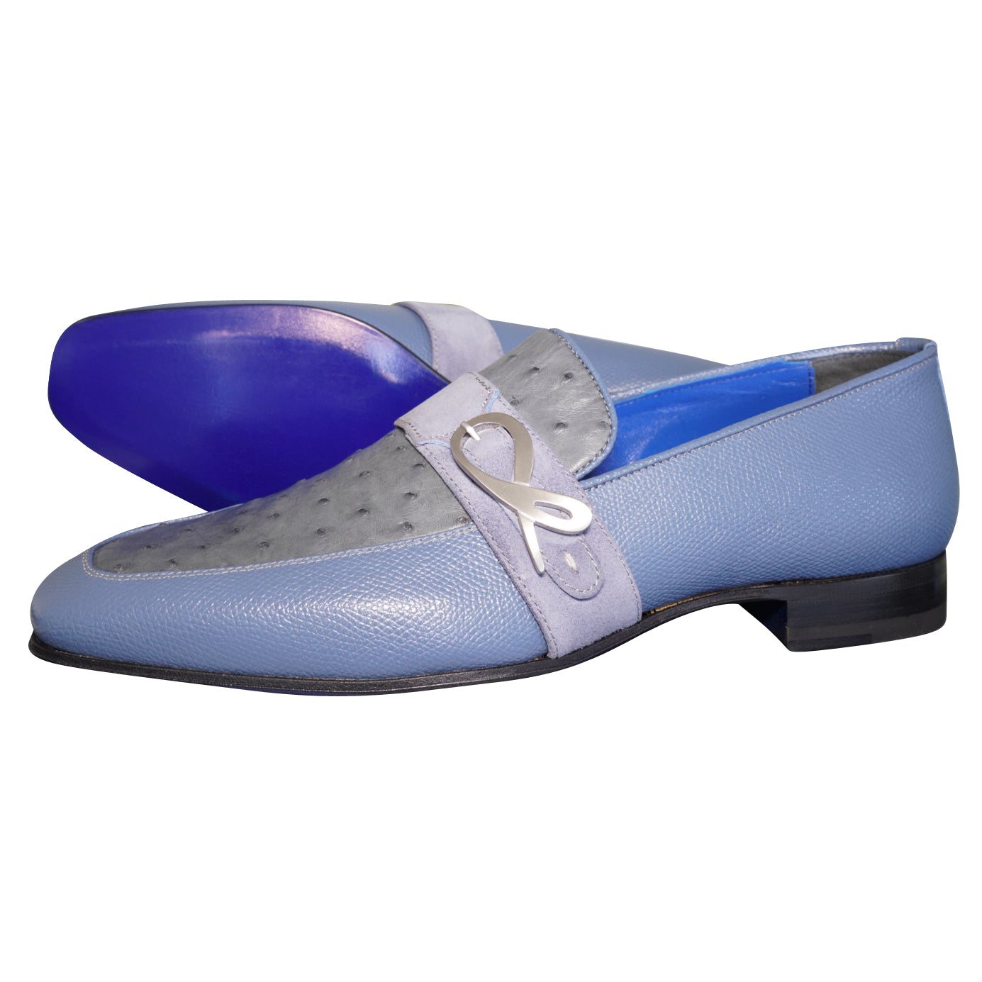 Aegean Ostrich Monk Silver Loafer @ The Vault