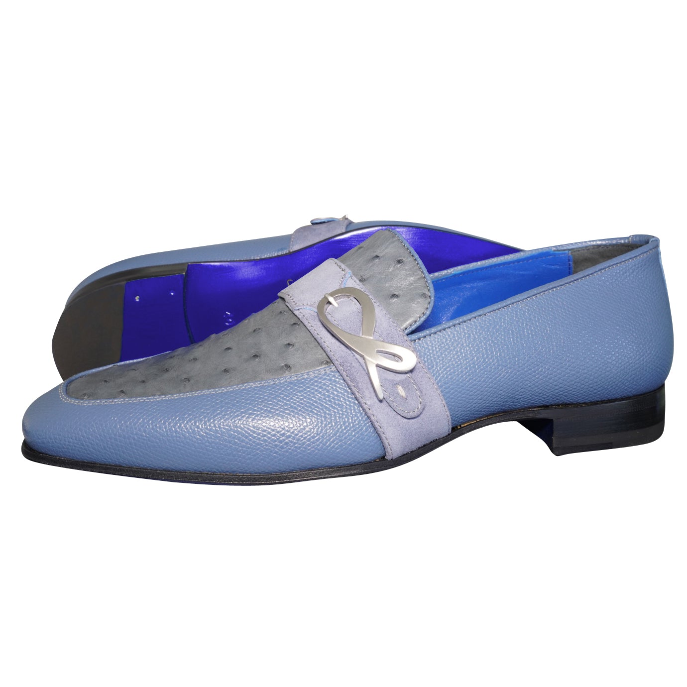 Aegean Ostrich Monk Silver Loafer @ The Vault