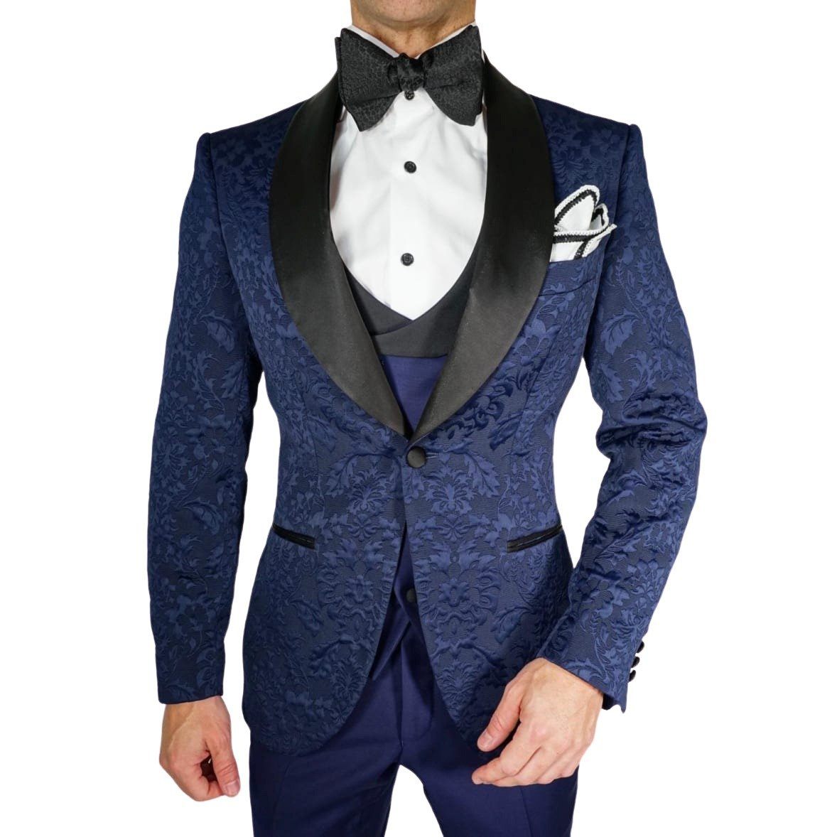 Navy Blue & Black Fiore Dinner Jacket-3